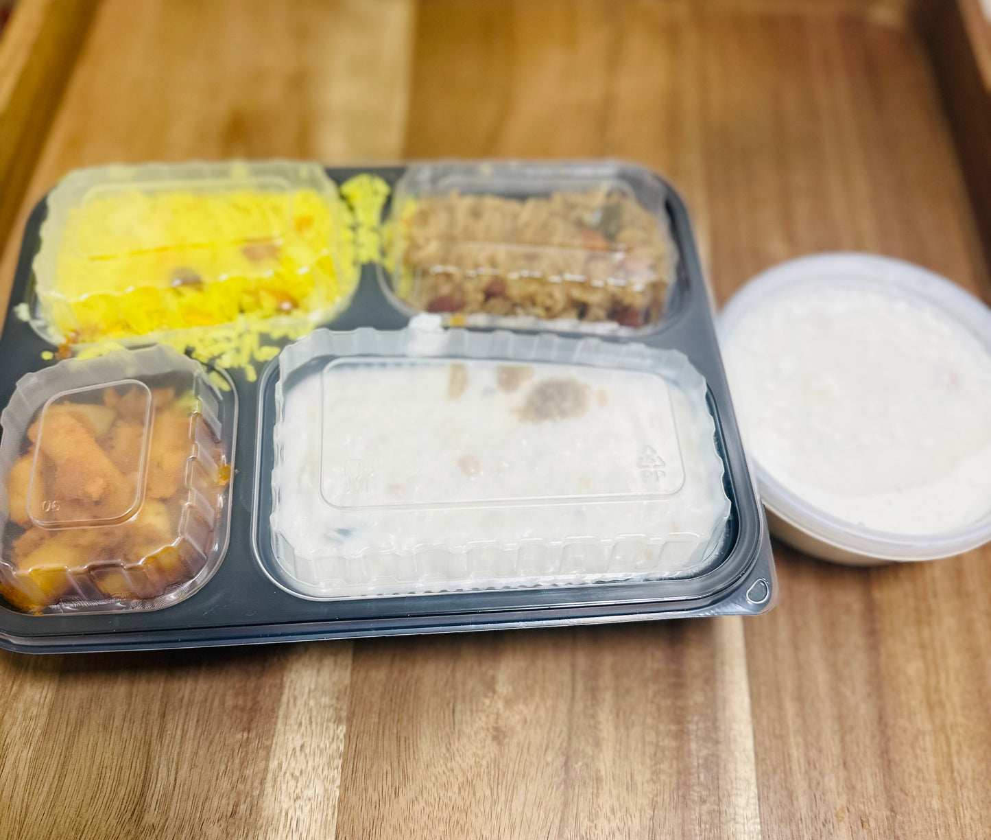 Combo 3(Puliyodharai, Curd Rice, Lemon Rice, Potato Fry, Rice Kheer)