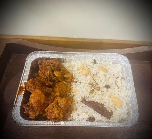 Ghee rice + chicken curry combo