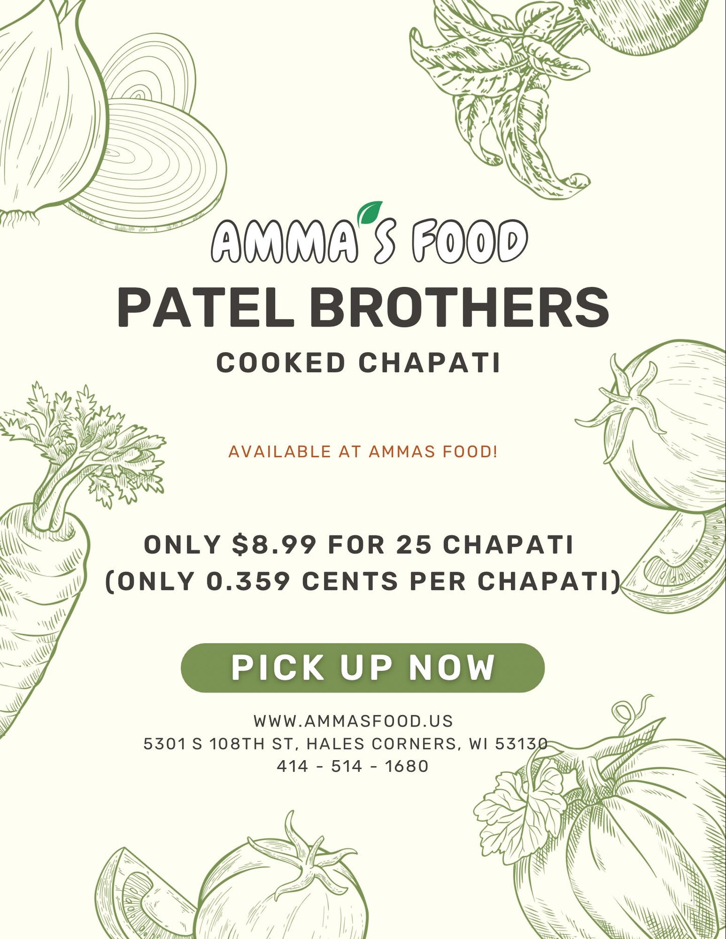 Chapati- 25 count box (Patel Brothers cooked ready to use) - Regular - (0.36 each)